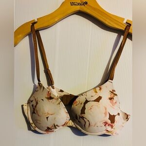 Danskin Floral Underwire Bra with Brown Straps size 36B
